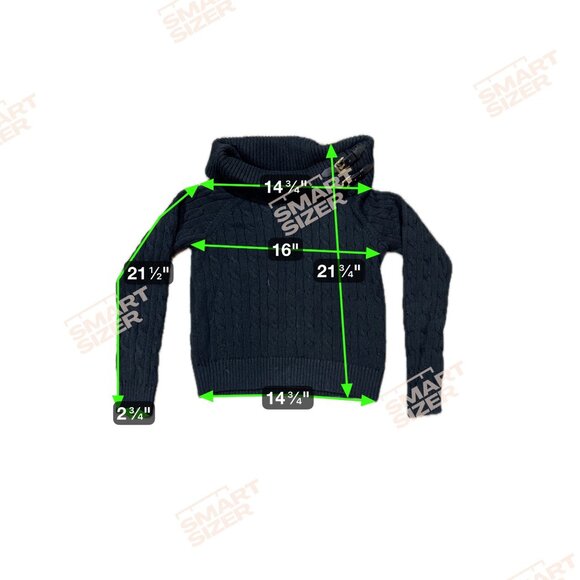 Lauren Ralph Lauren Black Cable Knit Cowl Neck Turtleneck Sweater Gold Buckle SP - Picture 6 of 6